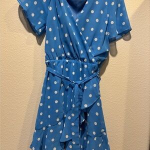 Miami Blue Polka Dot Wrap Dress